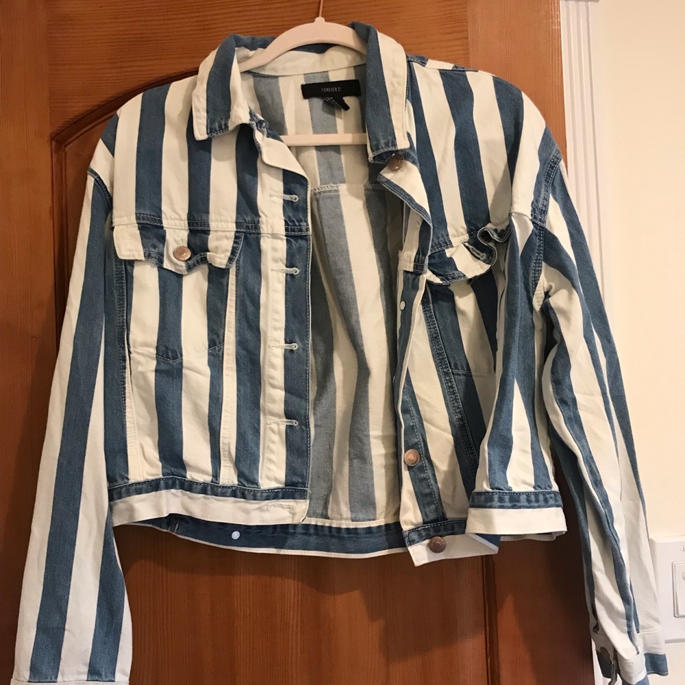 Striped jean jacket